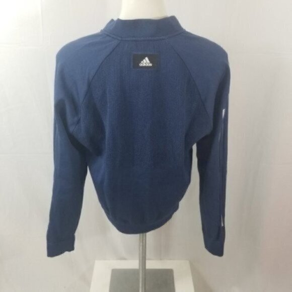 Adidas ID Knit Bomber Jacket Blue White - Picture 6 of 6